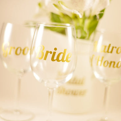 Set of Bridal Party Glass Decals - Wedding Decorations