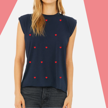 Load image into Gallery viewer, Mini hearts over navy.